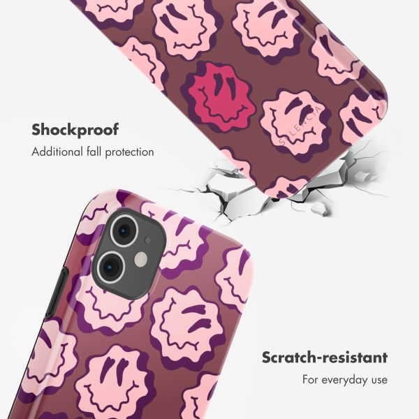 Selencia Vivid Back Cover Apple iPhone 11 - Wavy Smiley Pink