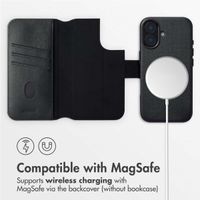 Accezz 2-in-1 Leather Bookcase with MagSafe Apple iPhone 16 - Onyx Black
