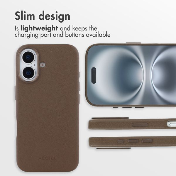 Accezz Leather Back Cover with MagSafe Apple iPhone 16 - Coffee Brown