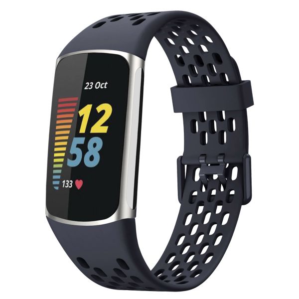 imoshion Siliconen sport bandje met gaatjes Fitbit Charge 5 / Charge 6 - Donkerblauw