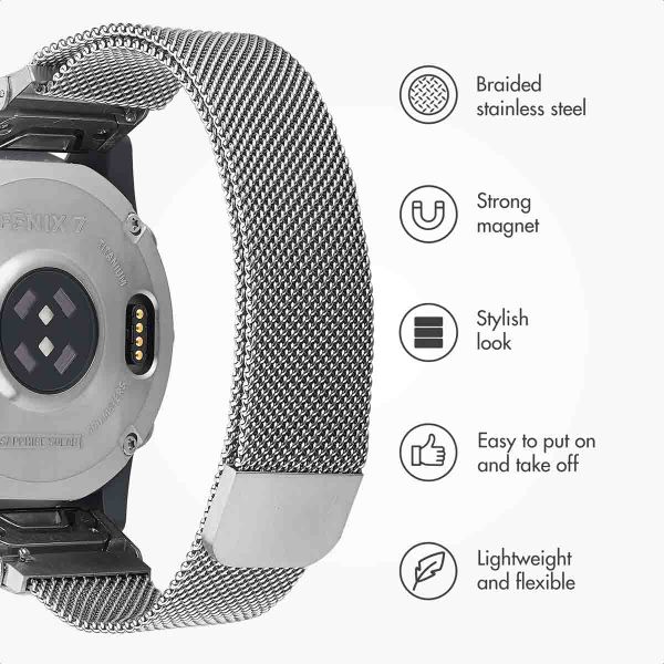 imoshion QuickFit® Milanese Band - Garmin 22 mm Connector - Size L/XL - Silver