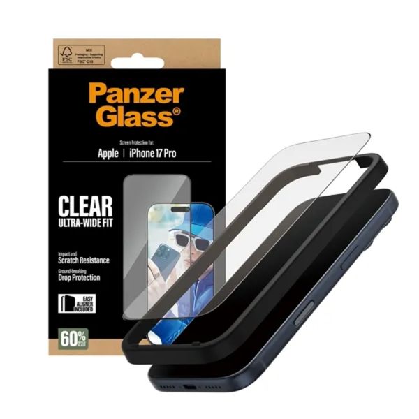 PanzerGlass Ultra-Wide Fit Anti-Bacterial Screenprotector incl. applicator Apple iPhone 17 Pro
