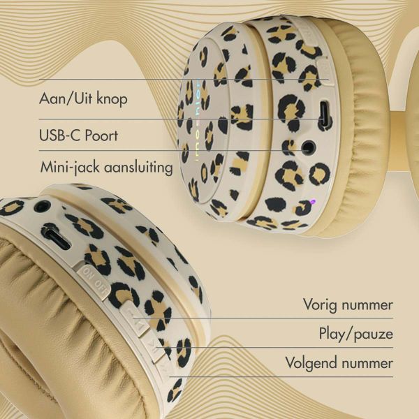 imoshion - Special Edition - Draadloze Kinderkoptelefoon LED Light - Met AUX kabel - Leopard