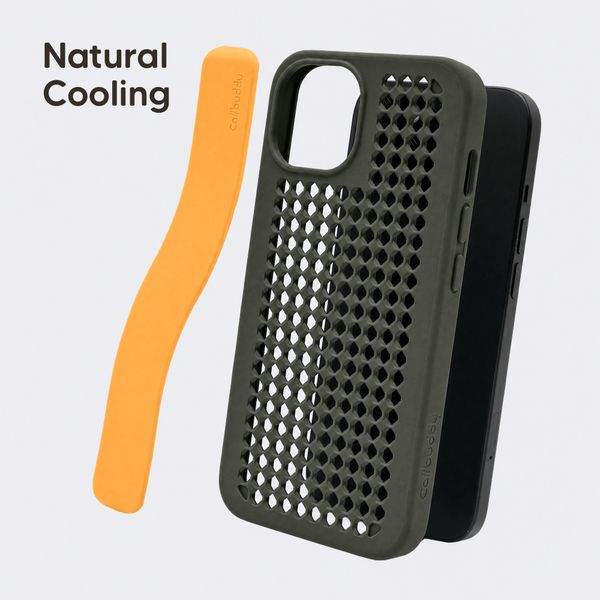 Callbuddy Hoesje met Strap Apple iPhone 17e / 16e / 15 / 14 / 13 - Camo Orange