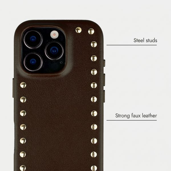 Selencia Studs Back Cover with MagSafe Apple iPhone 16 Pro - Cacao Crush