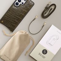 Selencia Nova Croco Phone Case with Cord and Card Holder Samsung Galaxy S26 Ultra - Dark Olive