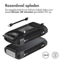 imoshion Solar Powerbank - Draadloze powerbank op zonne-energie - Quick Charge en Power Delivery - 30.000 mAh - Zwart