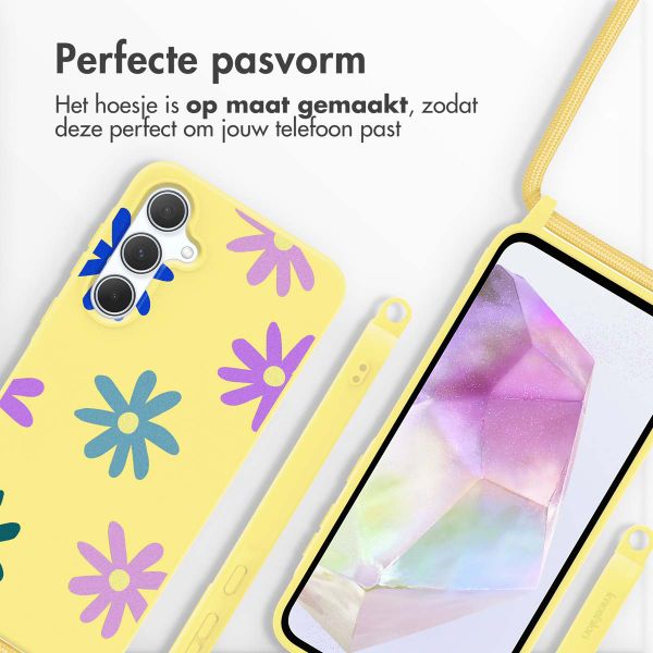 imoshion Siliconen design hoesje met koord Samsung Galaxy A35 - Yellow Flower Distance