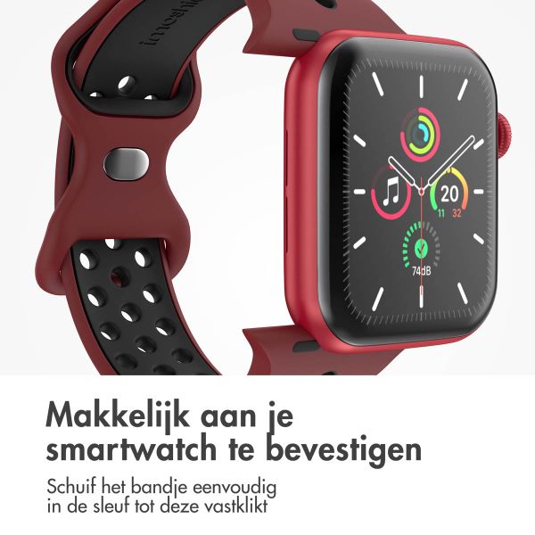 imoshion Sport⁺ bandje Apple Watch Series 1 t/m 11 / SE / Ultra (44/45/46/49 mm) - Maat M/L - Wine Red & Black