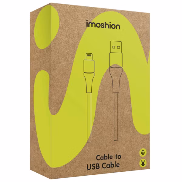 imoshion Lightning naar USB kabel - Non-MFi - Gevlochten textiel - 0,5 meter - Wit