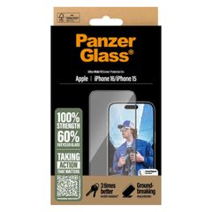 PanzerGlass Ultra-Wide Fit Anti-Bacterial Screenprotector Apple iPhone 16