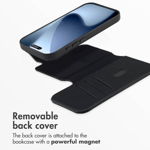 Accezz 2-in-1 Leather Bookcase with MagSafe Apple iPhone 17 Pro - Onyx Black