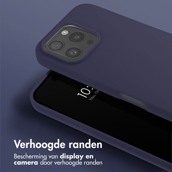 Selencia Siliconen hoesje met afneembaar koord iPhone 16 Pro - Donkerblauw