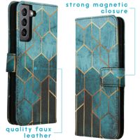 imoshion Design Softcase Bookcase Galaxy S21 - Green Honeycomb