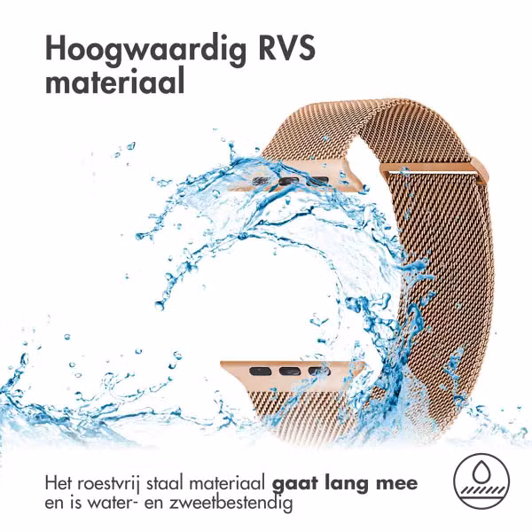 imoshion Milanees magnetisch bandje Apple Watch Series 1 - 9 / SE (38/40/41 mm) | Series 10 / 11 (42 mm) - Maat M - Rosé Goud
