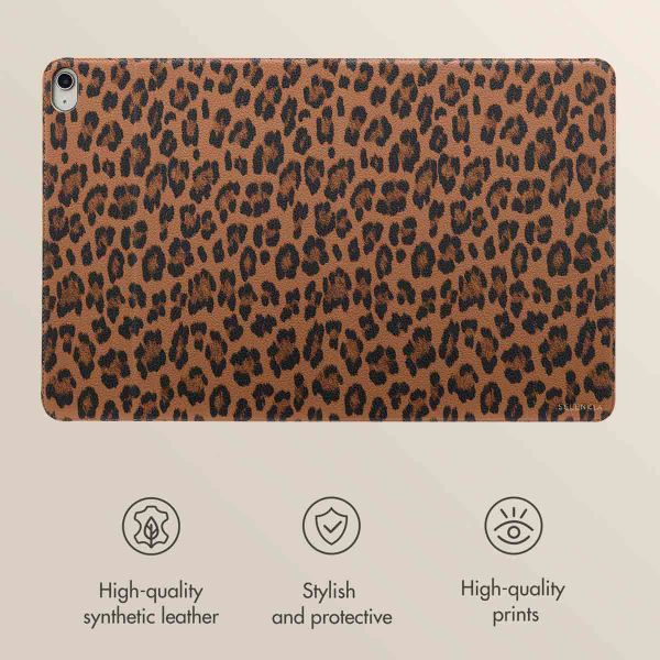 Selencia Sabi Bookcase with Leopard Print Apple iPad Air 11 inch (2026) M4 / (2025) M3 / (2024) M2 / Air 5 (2022) / Air 4 (2020) - Mocha Brown