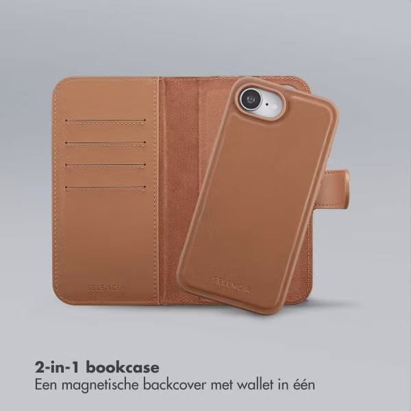 Selencia Olyn Uitneembare Bookcase met MagSafe Apple iPhone 16e - Bruin
