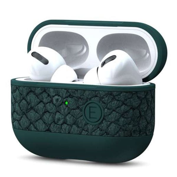 Njorð Collections Salmon Leather Case Apple AirPods Pro 1 / Pro 2 - Dark Green