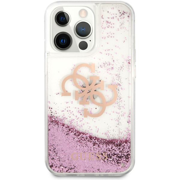 Guess 4G Logo Liquid Glitter Backcover iPhone 13 Pro Max - Pink