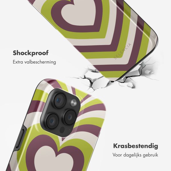 Selencia Vivid Backcover met MagSafe Apple iPhone 15 Pro - Double Hearts Plum Fern