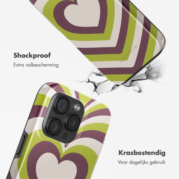 Selencia Vivid Tough Backcover met MagSafe iPhone 15 Pro - Double Hearts Plum Fern