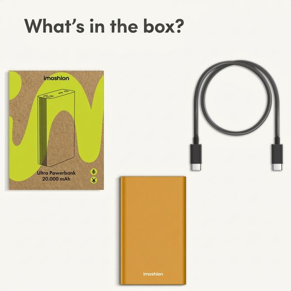 imoshion Ultra Series Aluminium Powerbank 20,000 mAh - Quick Charge and Power Delivery - Gold