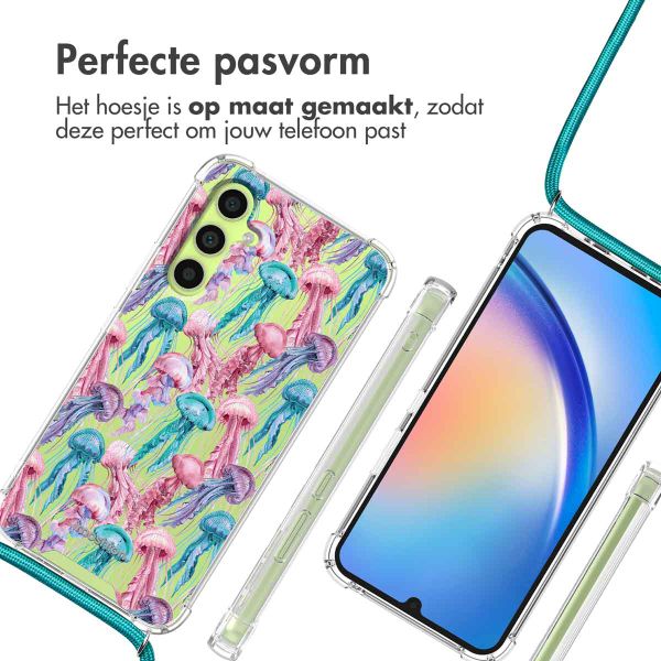 imoshion Design hoesje met koord Samsung Galaxy A34 - Jellyfish Watercolor