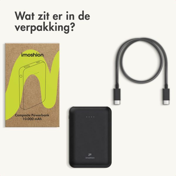imoshion Compact Powerbank 10.000 mAh - Kleine powerbank - Quick Charge en Power Delivery - Zwart