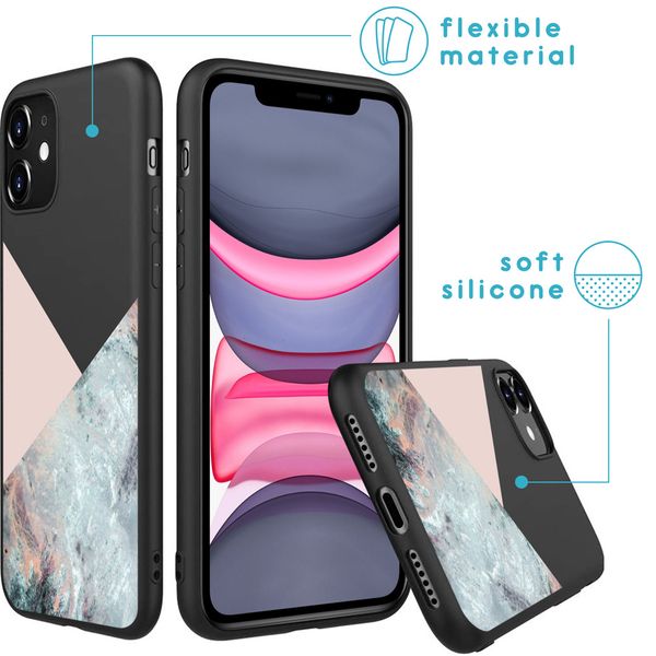 imoshion Design hoesje iPhone 11 - Marmer - Roze / Zwart