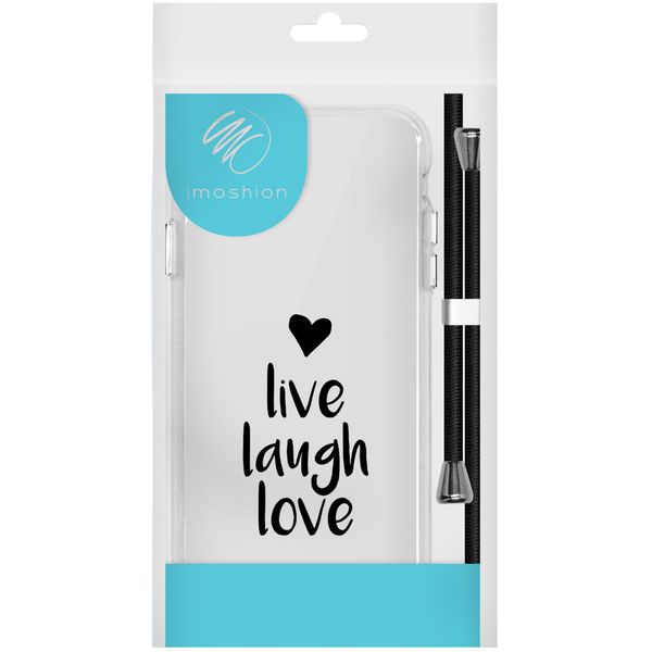 imoshion Design hoesje met koord Samsung Galaxy A41 - Live Laugh Love - Zwart