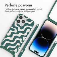 imoshion Siliconen design hoesje met koord iPhone 14 Pro Max - Petrol Green Groovy