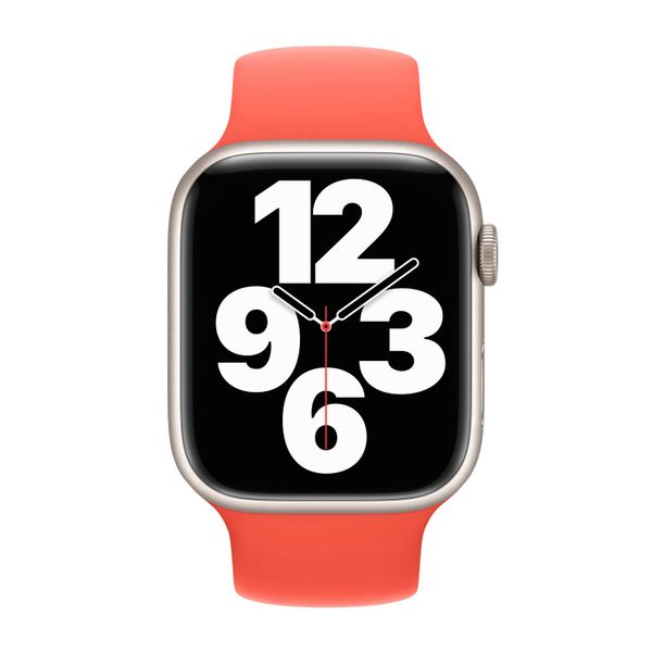 Apple Siliconen solobandje Apple Watch Series 1 - 9 / SE (38/40/41 mm) | Series 10 / 11 (42 mm) - Maat 4 - Nectarine