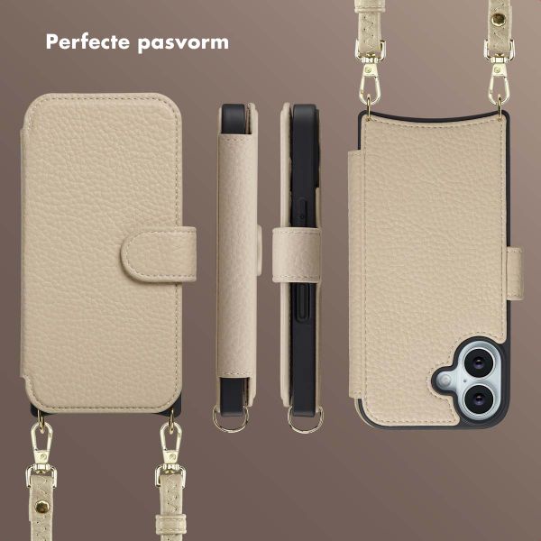 Selencia Riva Bookcase met MagSafe en Koord Apple iPhone 17 - Beige