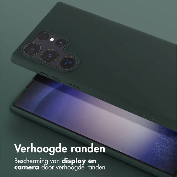 Selencia Siliconen hoesje met afneembaar koord Samsung Galaxy S23 Ultra - Donkergroen