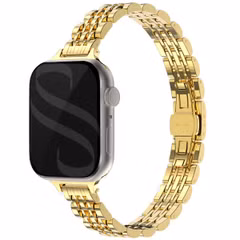 Selencia Slim Steel Jubilee Inspired schakelbandje Apple Watch Series 1 t/m 9 / SE (38/40/41 mm) | Series 10 (42 mm) - Goud