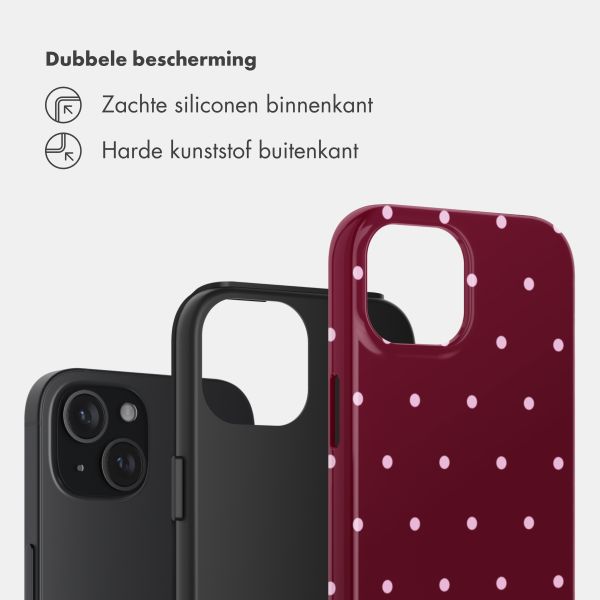 Selencia Vivid Backcover Apple iPhone 15 - Happy Dots Burgundy