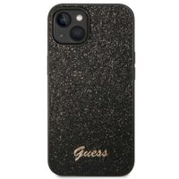 Guess Glitter Flakes Backcover Apple iPhone 14 - Zwart