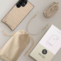 Selencia Nova Croco Telefoonhoes met Koord en Pashouder Samsung Galaxy S24 Ultra - Beige