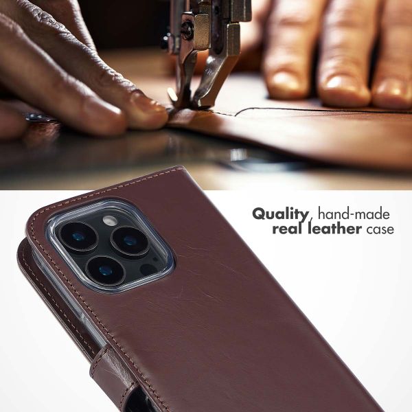 Selencia Genuine Leather Book Case Apple iPhone 16 Pro Max - Brown