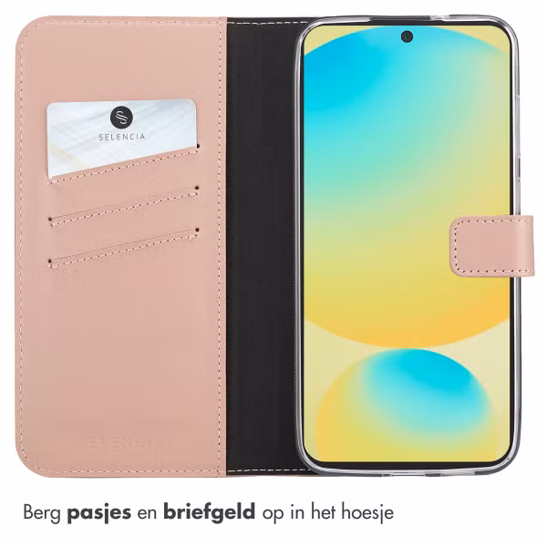 Selencia Echt Leren Bookcase Samsung Galaxy S25 FE - Dusty Pink