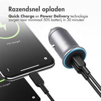 imoshion Mini autolader 2 poorten - Quick Charge - Power Delivery - 60 Watt + Braided USB-A naar USB-C kabel - 0.5 meter - Zwart