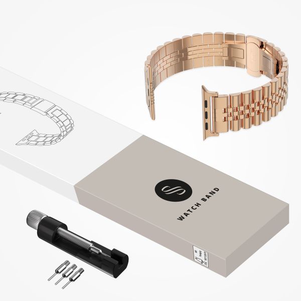 Selencia Jubilee stalen bandje Apple Watch Series 1 t/m 9 / SE (38/40/41 mm) | Series 10 / 11 (42 mm) - Rosé Goud