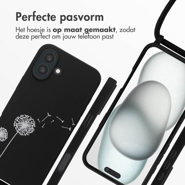 imoshion Siliconen design hoesje met koord Apple iPhone 16 Plus - Dandelion Black