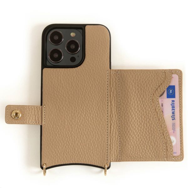 Dutchies MagSafe Backcover met pashouder iPhone 14 Pro Max - Telefoonkoord niet inbegrepen - Beige