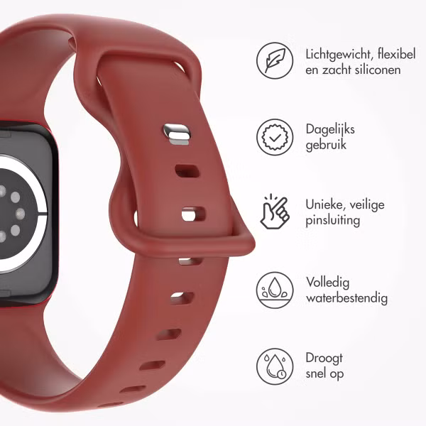 imoshion Siliconen⁺ bandje Apple Watch Series 1 t/m 11 / SE / Ultra (44/45/46/49 mm) - Maat M/L - Wine