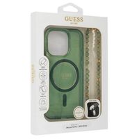 Guess MagSafe IML Glitter Case met beads strap Apple iPhone 16 - Green