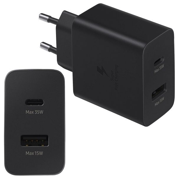 Samsung Originele Power Adapter Samsung Galaxy S10 Plus - Oplader - USB-C en USB aansluiting - Fast Charge - 35W - Zwart