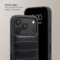 Selencia Nova Croco Phone Case with Cord and Card Holder Apple iPhone 18 Pro Max / 17 Pro Max - Black