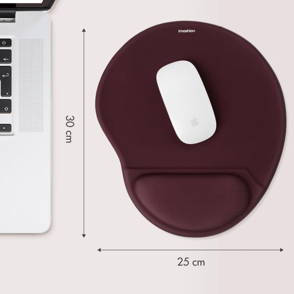 imoshion Ergonomische muismat - Muismat met polssteun - 30 x 25 cm - Bordeaux
