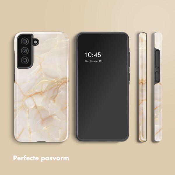Selencia Vivid Tough Backcover Samsung Galaxy S21 FE - Golden Beige Marble